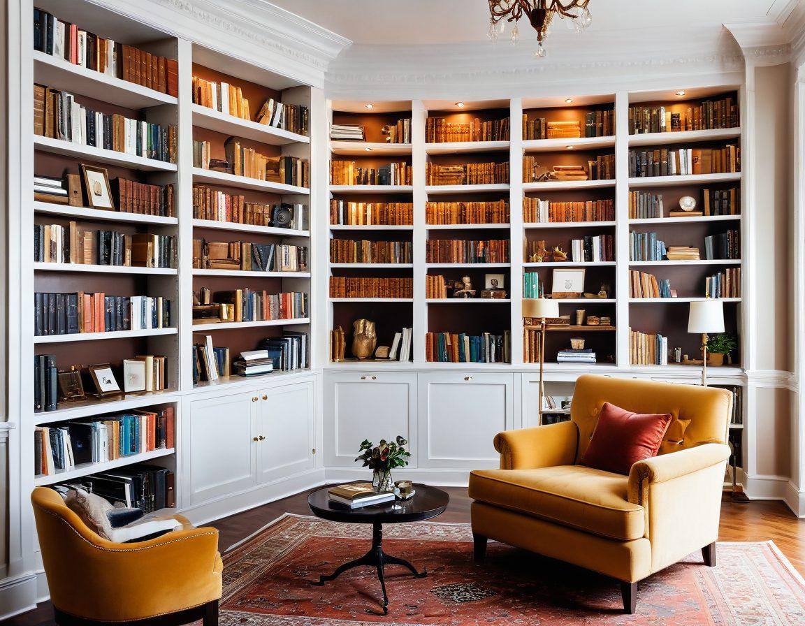 An elegant library setting with tasteful decor, featuring a diverse collection of literature and media on neatly arranged shelves. A sophisticated individual, dressed in stylish yet modest attire, is browsing through the shelves with a respectful demeanor. Subtle lighting casts a warm, inviting glow. painting. vibrant colors. white background.